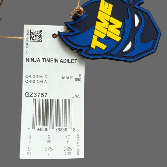 Ninja x Adilette Boost Slide adidas 'Time In Blue Signal Cyan' Size 9 NWT GZ3757 - Picture 7 of 10